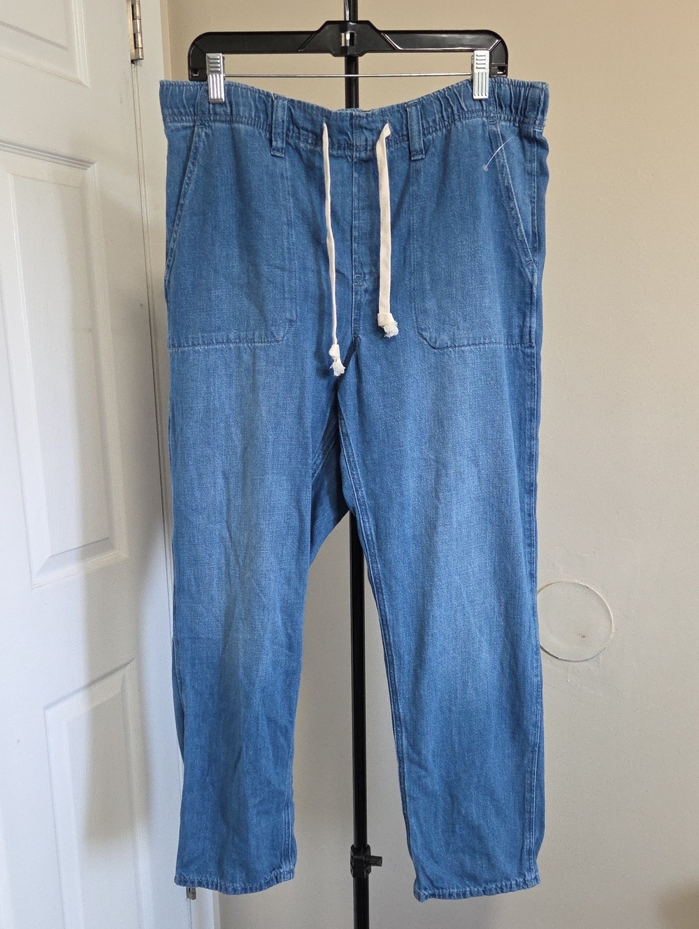 GAP Women's Light Blue Relaxed Drawstring Denim Joggers